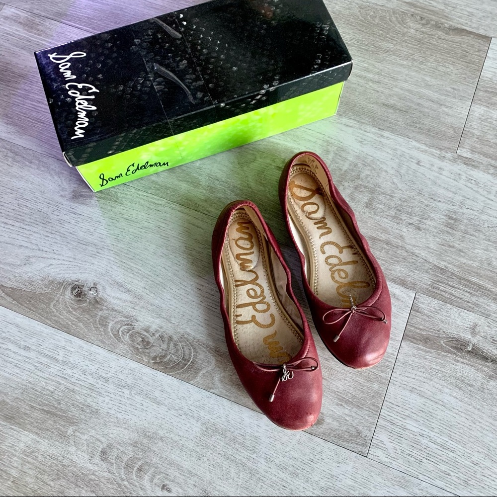 Sam Edelman Felicia Ballet Flats In Beet Red with box